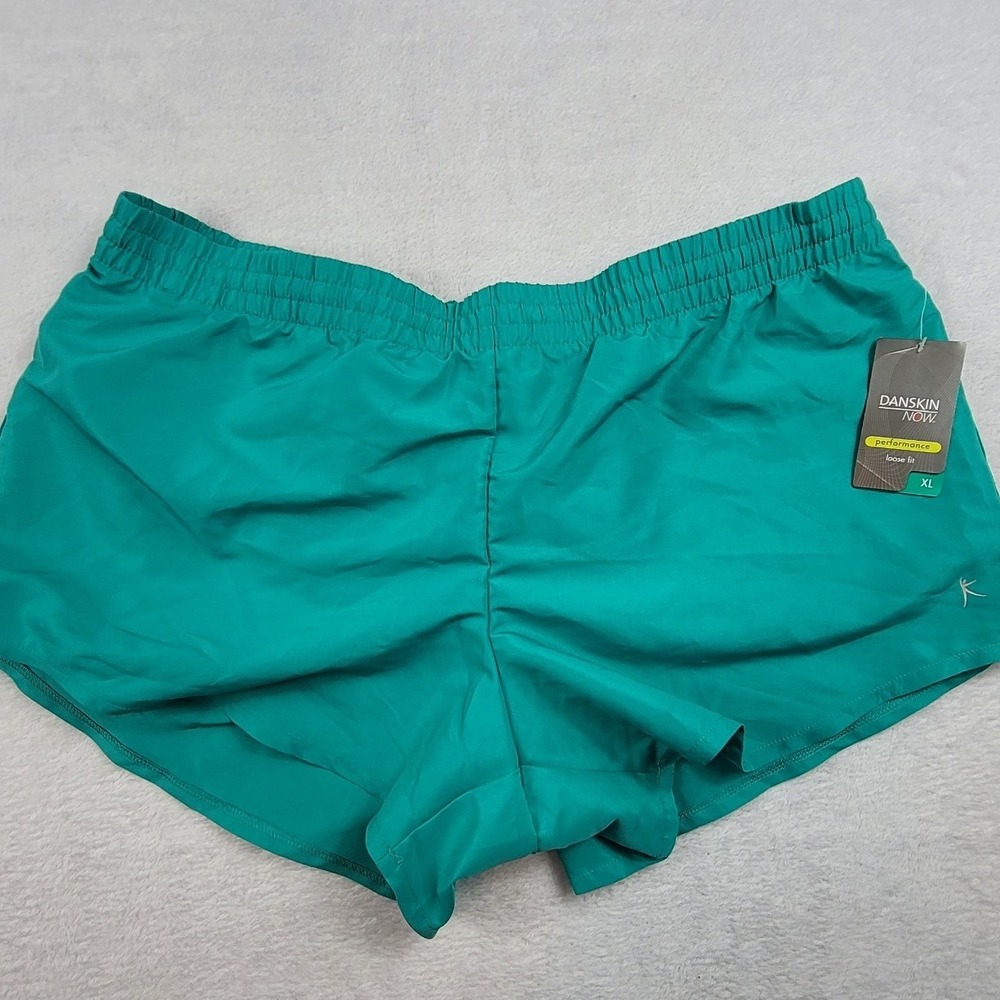 Danskin Now Womens Performance Shorts XL Jade Ming Green Loose Fit DNL25221 NWT